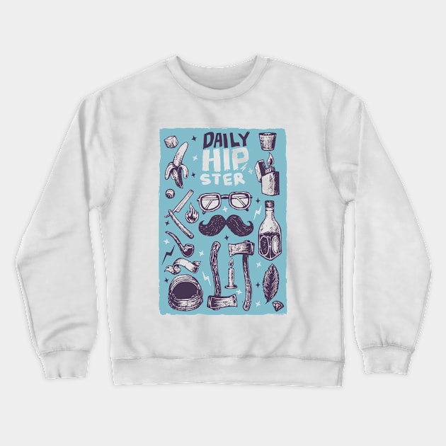 Daily Hipster Crewneck Sweatshirt by drewbacca